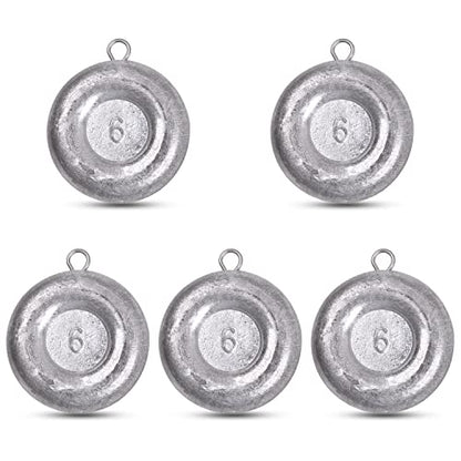 Disc Sinkers Fishing Weights, Coin Sinkers Weights Saltwater Surf Fishing Weights Catfishing Gear Tackle 8oz 6oz 5oz 4oz 3oz 2oz 1oz - style: 6oz-5pack