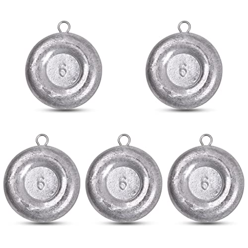 Disc Sinkers Fishing Weights, Coin Sinkers Weights Saltwater Surf Fishing Weights Catfishing Gear Tackle 8oz 6oz 5oz 4oz 3oz 2oz 1oz - style: 6oz-5pack