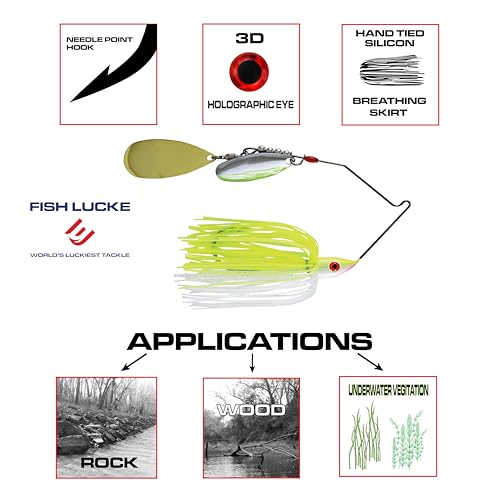 Hydra-Vibe Spinner Bait with Custom Blades - color: Chartreuse/White, size: 3/4 OZ