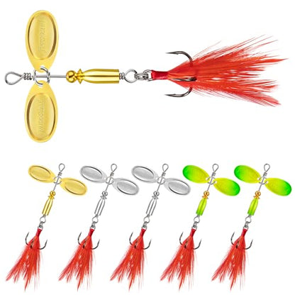 TRUSCEND Vibespinner Easy Catch Fishing Lures with BKK Hooks, Tail Spinner Baits with 4 Actions, Vibrating Swimming Flashing & Jigging for More Bites, Spoon Lures for Bass Trout Crappie Walleye Pike - color: B-5/32oz-1.7"