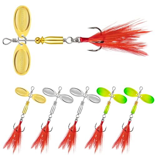 TRUSCEND Vibespinner Easy Catch Fishing Lures with BKK Hooks, Tail Spinner Baits with 4 Actions, Vibrating Swimming Flashing & Jigging for More Bites, Spoon Lures for Bass Trout Crappie Walleye Pike - color: B-5/32oz-1.7"