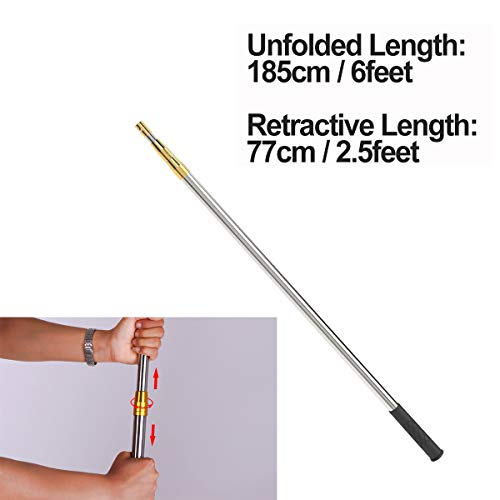 Cyfie Retractable Fishing Gaff, 4.8/6.6/7.8/9.4/16.4ft Telescopic Fishing Gaff with 8mm Screw, Capable for Fish Gig Spear Harpoon Hook, Ice and Saltwater Fishing Gaff Pole for Hunting Fish Frog Mole - color: 6 Feet Extending Pole