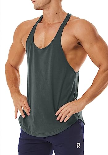 Men's Workout Quick Dry Soft Gym Bodybuilding Stringer Tank Tops - color: Gray, size: Medium