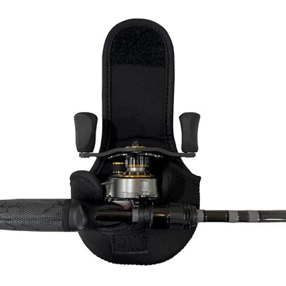 Angler Armour Baitcast Reel Cover | Baitcaster Sleeve | Fishing Reel Pouch | Low Profile Baitcasting Reel Protector | Neoprene Reel Case | 50 100 200 Series Baitcast Covers - color: Black