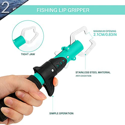mouhike Fishing Tool Kit Fishing Pliers, Fish Lip Gripper, Fishing Hook Remover, Handheld Digital Fishing Scale, Ice Fly Fish Pliers Fishing Gear Accessories Fishermen Gift (Battery Not Included) - color: Brightgreen+black, style: 3pcs_Tools