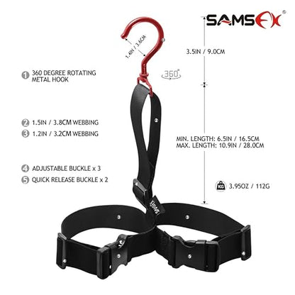 SAMSFX Fishing Wader Boot Hanger Adjustable Strap for Storage Drying - color: Zinc Alloy Hook, Red
