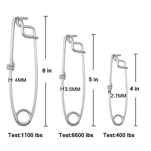 AGOOL Fishing Snaps Tuna Clips, 8 pcs Longline Clips Stainless Steel High Strength Branch Hanger Snap Floatline Fishing Clips Fishing Float Decoy - size: 4 inch