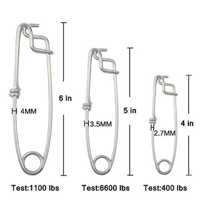 AGOOL Fishing Snaps Tuna Clips, 8 pcs Longline Clips Stainless Steel High Strength Branch Hanger Snap Floatline Fishing Clips Fishing Float Decoy - size: 6 inch