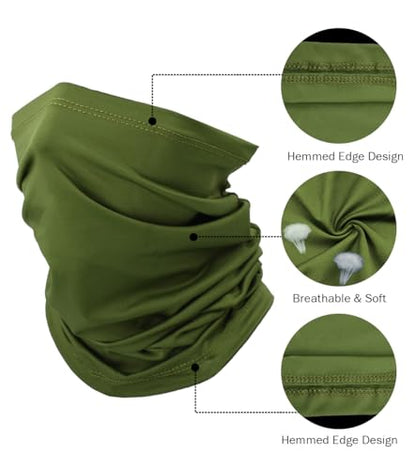 Fishing Neck Gaiter, Sun Protection Face Mask, Cooling Neck Shield Scarf Cycling Balaclava Bandana for Men and Women - color: Olive Green