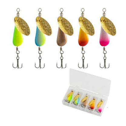 Trout Spinners - Fly Trout Fishing Lures for Bass Salmon Pike, Smallmouth Bass Lures with Brass Spinner for Lake River Fishing - color: Style B-0.1oz/5PCS