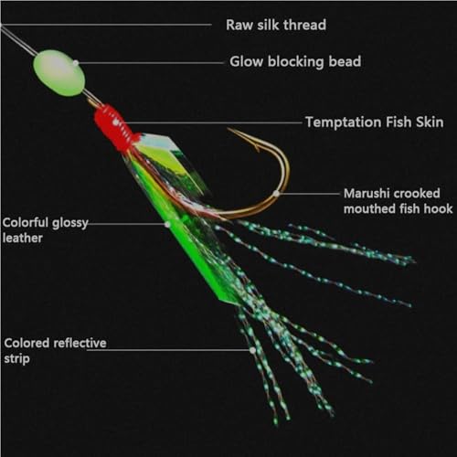 36-Piece Luminous Sabiki Rigs - Fishing Lures with Sharp Hooks for Freshwater & Saltwater - size: No. 12