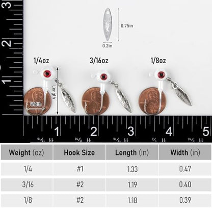 Dr.Fish 10 Pack Crappie Fishing Jigs Stand Up Round Jig Heads Painted Fishing Lure Spinner Blade Walleye Bass Trout Bluegill Freshwater Saltwater - color: Pink Blue, size: 3/16oz-Hook #2