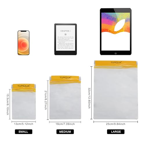 YUMQUA Clear Waterproof Bag, Waterproof Document Pouch Passport Holder Water Tight Map Case Waterproof Pouch Water Proof Small Dry Bags for Kindle Phone Tablet Camera, Kayak Boat PaddleBoard - color: Yellow