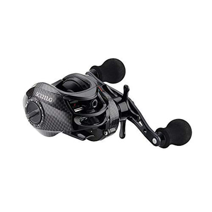 FISHDROPS Baitcaster Reels, 9+1BB, CNC Aluminum Spool, Magnetic Brake System Bait Caster Reel High Speed Gear Ratio 7.0:1 Ultra Smooth Low Profile Baitcasting Fishing Reel - color: Left - Carbon Black
