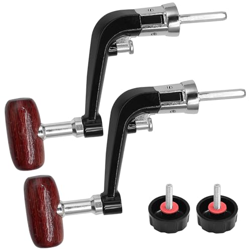 2PCS Fishing Handles Spinning Reel Knob Replacement, Brown Wood Handle Reel Grips Spinning Reel Handle Replacement for Fishing Reel