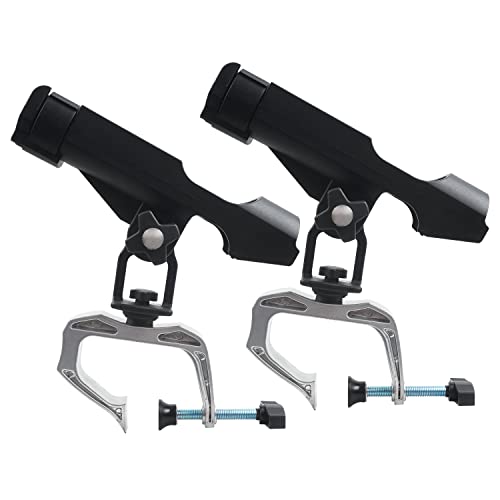 Fishing Rod Holder for Boat Adjustable 360° Rotation Hands-Free Fishing Pole Rod Racks No-Drill Rail Mount Rod Holders for Multi-Rod Setup Kayak, Pontoon, Boat Fishing - color: RH20 MAX OPENING 1.97 inch 2pcs
