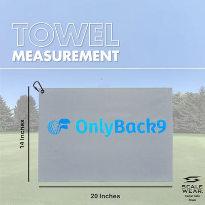 OnlyGolf Funny Microfiber Golf Towel – Large 14" x 20" Clip for Golf Bags Clubs Balls Perfect Golf Gag Gift Enthusiasts Waffle Men Premium Carabiner (Gray OnlyBack9) - color: Gray Onlyback9