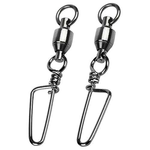 Snap Fishing Swivels Ball Bearing Black Nickel Ball Bearing Swivels Saltwater Heavy Duty Barrel Swivels for Freshwater Saltwater Fishing - size: Size 2+2(45lb) 20 Pcs