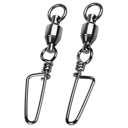 Snap Fishing Swivels Ball Bearing Black Nickel Ball Bearing Swivels Saltwater Heavy Duty Barrel Swivels for Freshwater Saltwater Fishing - size: Size 2+2(45lb) 20 Pcs