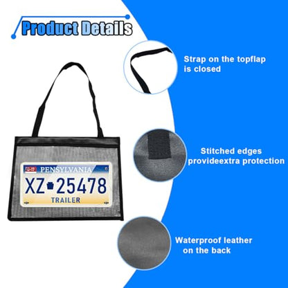 2PCS License Plate Holder with Hanging Strap, Waterproof Dealer License Plate Bracket Holder, Test Drive Tag Bag, US Car License Plate Frame Covers for Car SUV Truck
