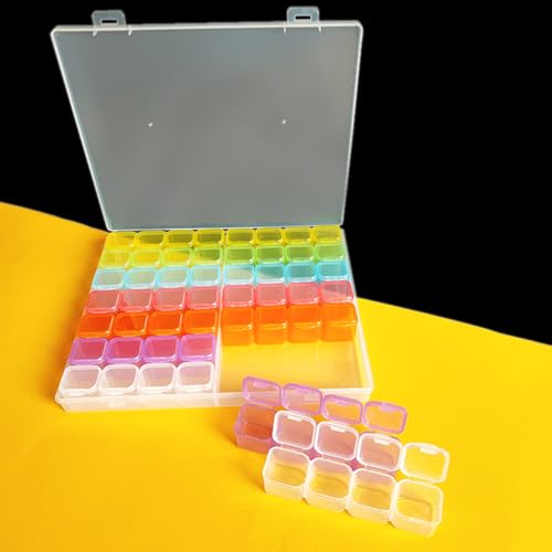 ASVNRES Rhinestone Gold Nail Box, 56 Slots Empty Clear Adjustable Storage Box with 80 pcs Label Stickers Container Manicure Case Tool Set (Mixedcolor) - color: Mixedcolor