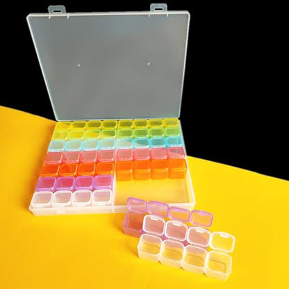 ASVNRES Rhinestone Gold Nail Box, 56 Slots Empty Clear Adjustable Storage Box with 80 pcs Label Stickers Container Manicure Case Tool Set (Mixedcolor) - color: Mixedcolor