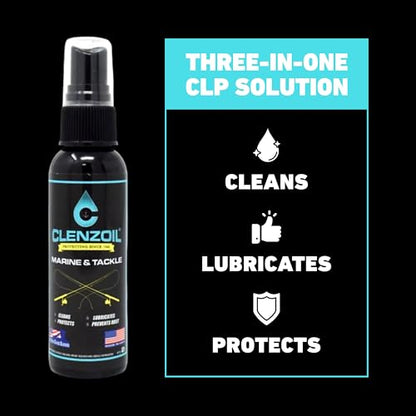 CLENZOIL Marine & Tackle - Fishing Gear Oil Lubricant - for Fish Care Reels, Boat Motors, Downriggers & More - Easily Oils Applicator - size: 2 x 2 oz Pump Sprayer