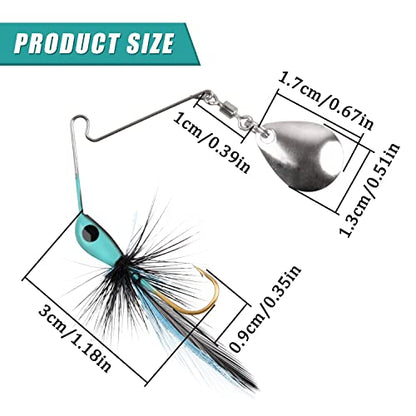 Spinner Baits Fishing Lures for Trout Crappie Panfish, Mini Rooster Baits Tail Spinner Lures Trout Spinnerbaits Swim Jigs for Bass Crappie Panfish Perch Bluegill