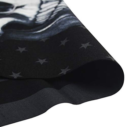 Obacle Bandana Face Mask Neck Gaiter Tube Mask Men Women for Sun Dust Protection - color: Black White Skull Face Flag