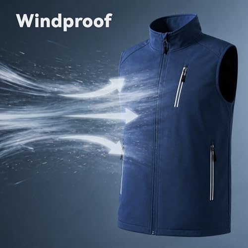 Men's Lightweight Vest Golf Soft Shell Vests Travel Casual Sleeveless Jacket Windbreaker Hiking Outerwear - color: Medium Blue, size: Small