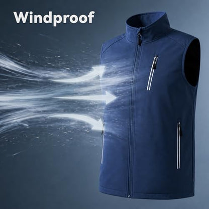 Men's Lightweight Vest Golf Soft Shell Vests Travel Casual Sleeveless Jacket Windbreaker Hiking Outerwear - color: Medium Blue, size: X-Large