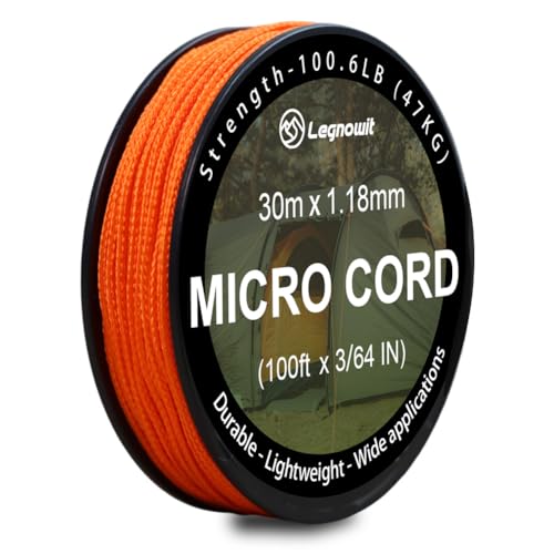 Micro Paracord, 1.18mm x 100ft Thin Mini Utility Braided Small Paracord for Crafting, DIY Project, Camping and More - color: Orange, size: 100ft (1 Pack)
