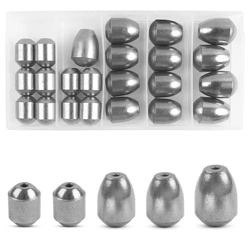 Egg Sinkers Fishing Weights Kit, 23/40pcs Fishing Weights Sinkers Slip Sinkers Catfish Weights Bass Casting Sinker Weights Lead Free Fishing Weights for Freshwater Saltwater Fishing - style: 23pcs Kit