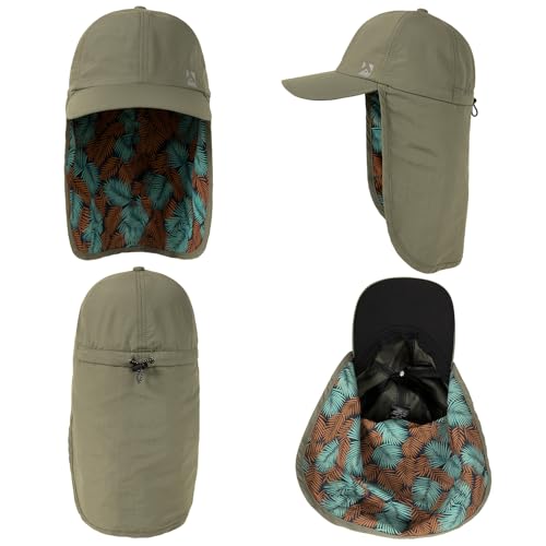 TOP-EX L/XL/XXL UV50+ Waterproof Neck Flap Baseball Sun Cap - color: Army Palm, size: Medium-Large