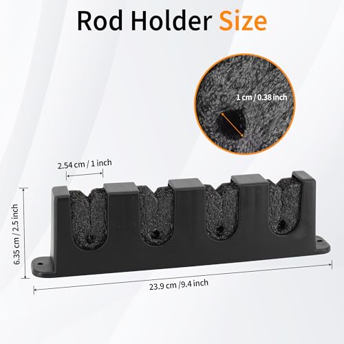 Fishing Rod Holder Wall Mount, EVA Foam Rod Stands for Fishing Rods, Vertical/Horizontal Storage Rack, 4 Rod Capacity for Family Wall Garage Storage - size: 4 rods