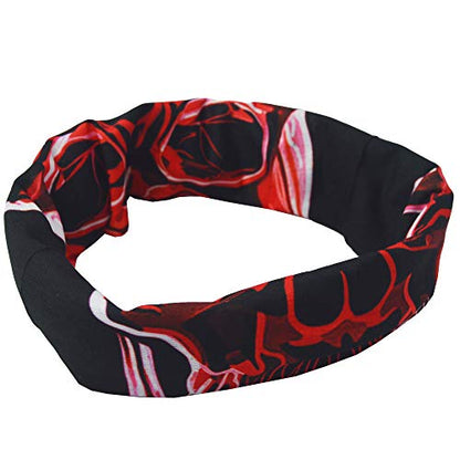Obacle Neck Gaiter Face Mask Bandana for Dust Wind Sun Protection for Men Women - color: Red Line Skull
