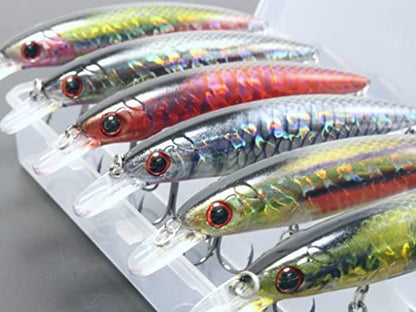 Minnow Crankbait for Bass Fishing Bass Lure Jerkbait Fishing Lures and Tackle Box - color: HM600KB3