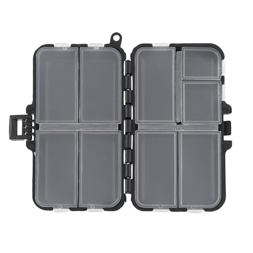 Mini Fishing Tackle Box, Small Fishing Accessories Storage, Double-Layer Lure Accessories Box, 9 Compartments (4.5 x 2.6 x 1.3 inch)