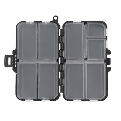 Mini Fishing Tackle Box, Small Box Fishing Accessories Storage Box, Double-Layer 9 Compartments Lure Accessories Box (11cm x 6.5cm)