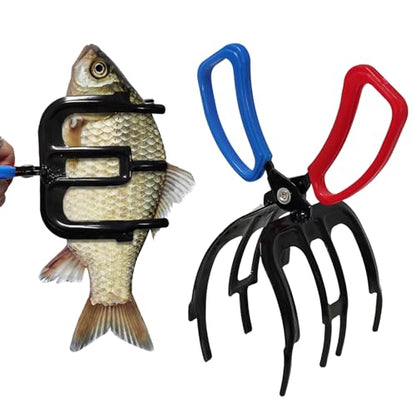 3 Claw Fish Gripper,Fish Claw Gripper, Metal Fish Control Clamp,Multifunctional Three Teeth Fishing Pliers Gripper,Fish Fishing Accessories, Black