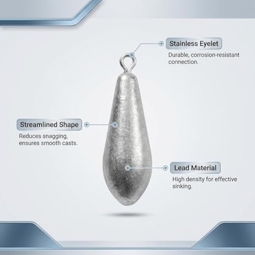 Teardrop Drop Shot Sinkers – Lead Fishing Weights & Sinkers for Bass, Catfish & Surf Fishing – Freshwater & Saltwater – 10 Sizes 1/2oz to 7oz, More Per Pack - style: 25g/0.88oz – 15pcs
