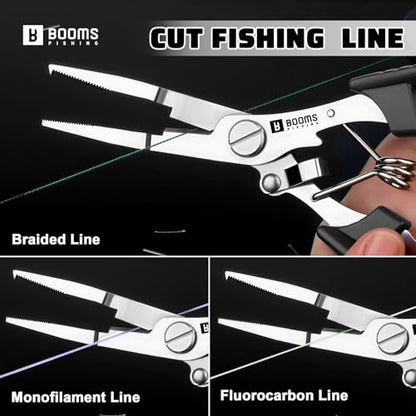 Booms Fishing H01 Small Fishing Pliers Scissors Braid Cutters Stainless Steel Fishing Tools Split Ring Pliers Hook Remover - color: A: Straight With Lanyard