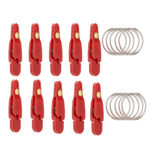 10pcs Fishing Line Clips with O Shaped Rings Snap Weight Release Clip for Offshore Fishing Planer Board Kite Heavy Tension Snap Release Clip Downriggers Outrigger Release Clips -Black - color: Red
