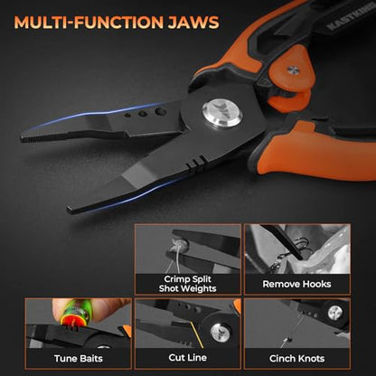 KastKing AeroVice 7.5” Fishing Pliers, 420 Stainless Steel, Uni-Body Construction, Lightweight & Corrosion-Resistant, Multi-Function Jaws, Braid Cutters, Sheath, Lanyard & Carabiner - style: 7.5'' Straight Nose