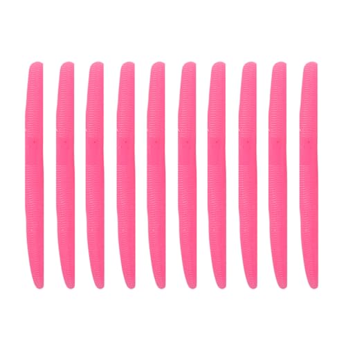 Worms for Bass Fishing FS/RE-04 | Salted Soft Plastic Fishing Lures ,with Hook Slot,Saltwater Freshwater Bass Baits - color: Pink-10pcs