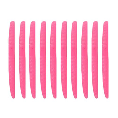 Worms for Bass Fishing FS/RE-04 | Salted Soft Plastic Fishing Lures ,with Hook Slot,Saltwater Freshwater Bass Baits - color: Pink-10pcs