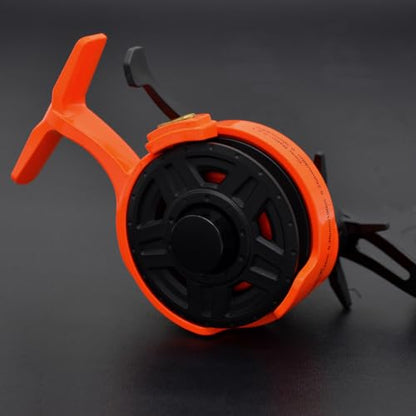 Inline Ice Fishing Reel, Lightweight Graphite Body and Spool, Instant Anti-Reverse, 2.5:1 Gear Ratio, Sensitive Trigger System for One-Handed Operation, Hardwater Fishing for Beginners - color: Glacier Orange - Left Hand