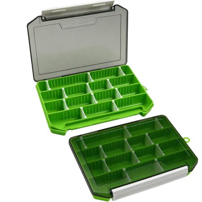 2-Pack Fishing Tackle Boxes,Small Tackle Trays with Adjustable Dividers for Hooks, Weights, Swivels, Hard Lures (Green) - color: 2 Pack Green(Size: 8" L x 5.5" W x 1" H)