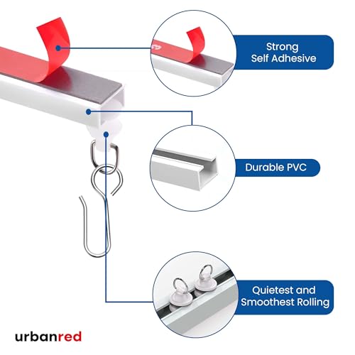 UrbanRed Self Adhesive Curtain Track (1 Meter, 3.2 ft) for Smooth Ceiling or Wall - No Drill, Screws, Ceiling Curtain Track, Curtains Rod, Ceiling Mount, Adhesive Curtains Rod (Non-Flexible) - size: 1 meter (3.2 ft) (Adhesive, Non-Flexible)