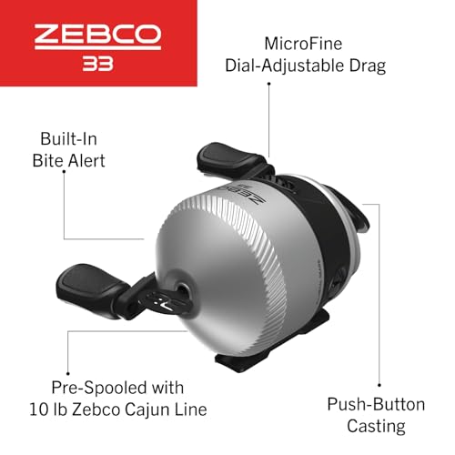 Zebco 33 Spincast Reel and Fishing Rod Combo, 6-Foot 2-Piece Fiberglass Rod with EVA Handle, Quickset Anti-Reverse Fishing Reel with Bite Alert - style: 6 Foot - Spincast - Silver/Black